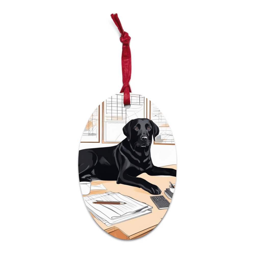 PugMug Custom Black Labrador Retriever Wooden Ornament