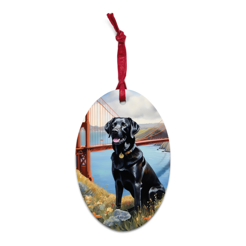 PugMug Custom Black Labrador Retriever Wooden Ornament