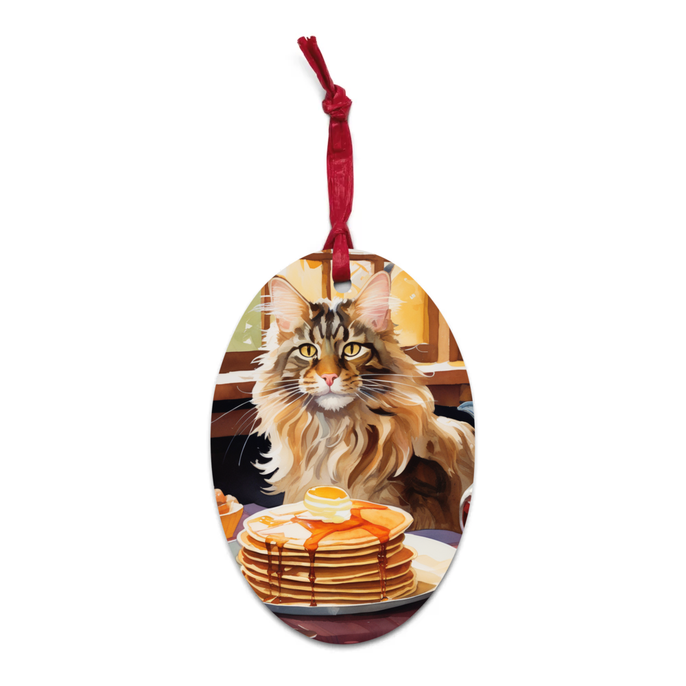PugMug Custom Tabby Maine Coon Cat Wooden Ornament