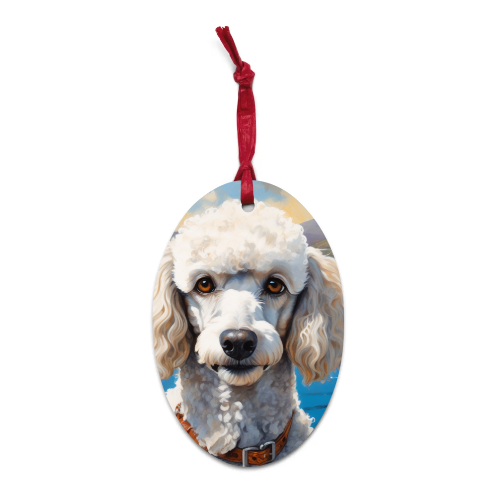 PugMug Custom White Poodle Wooden Ornament