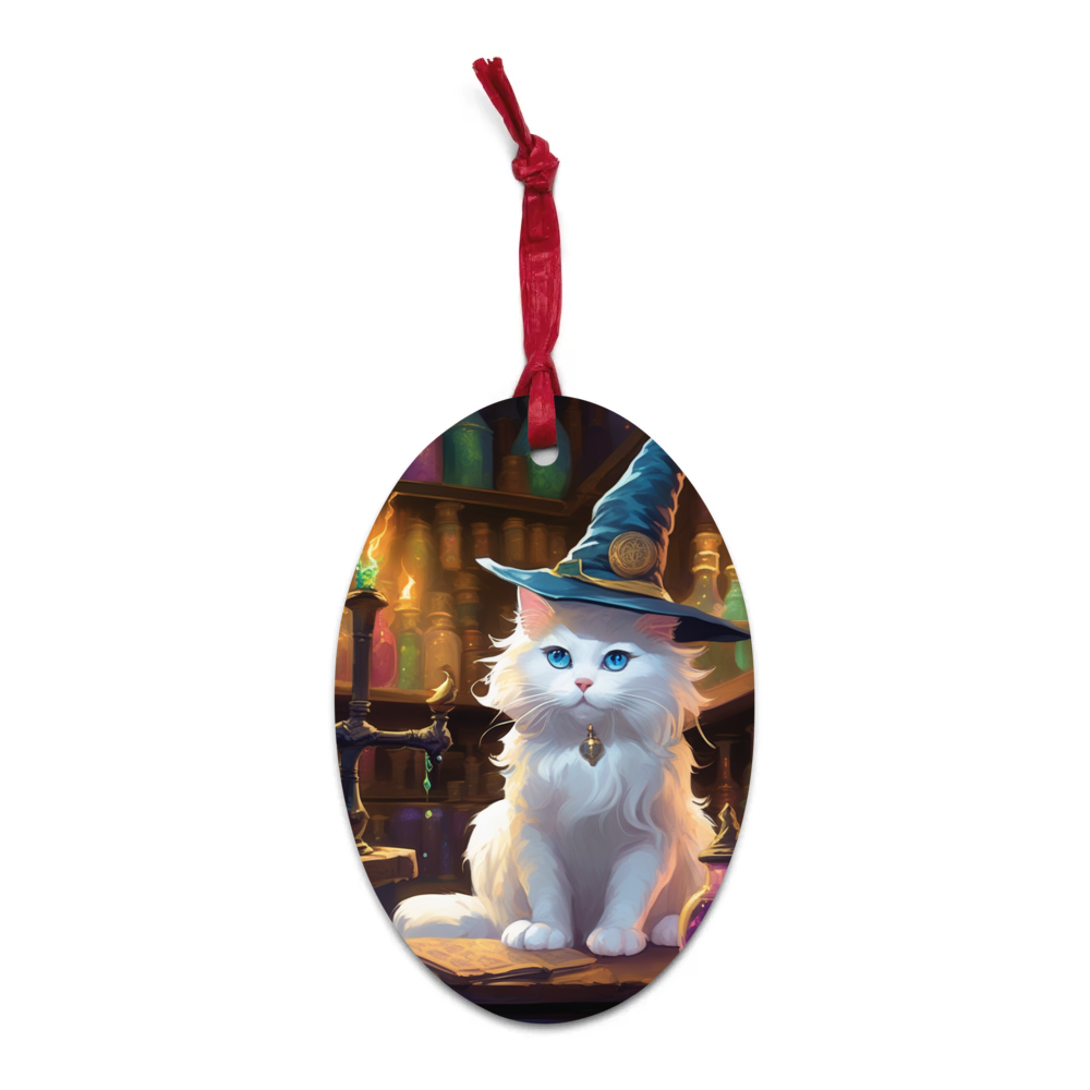 PugMug Custom White Ragdoll Cat Wooden Ornament