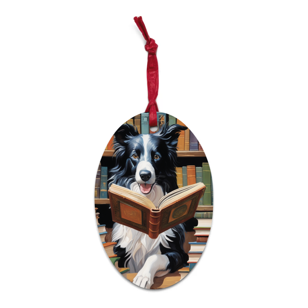 PugMug Custom Border Collie Wooden Ornament