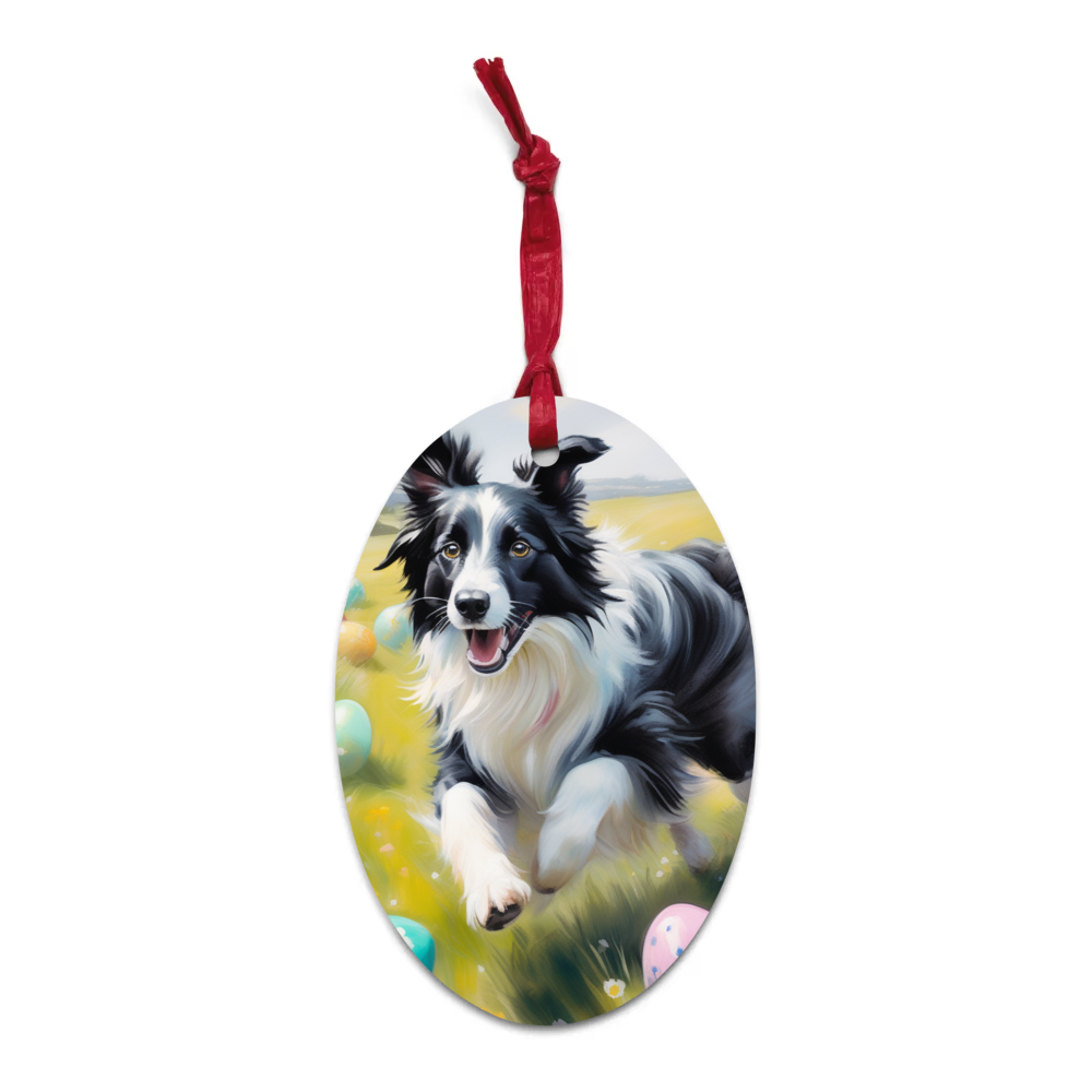 PugMug Custom Border Collie Wooden Ornament
