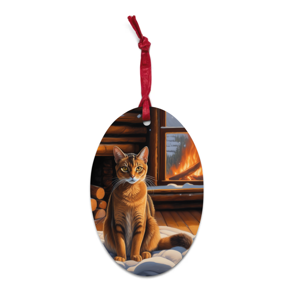 PugMug Custom Tabby Abyssinian Cat Wooden Ornament