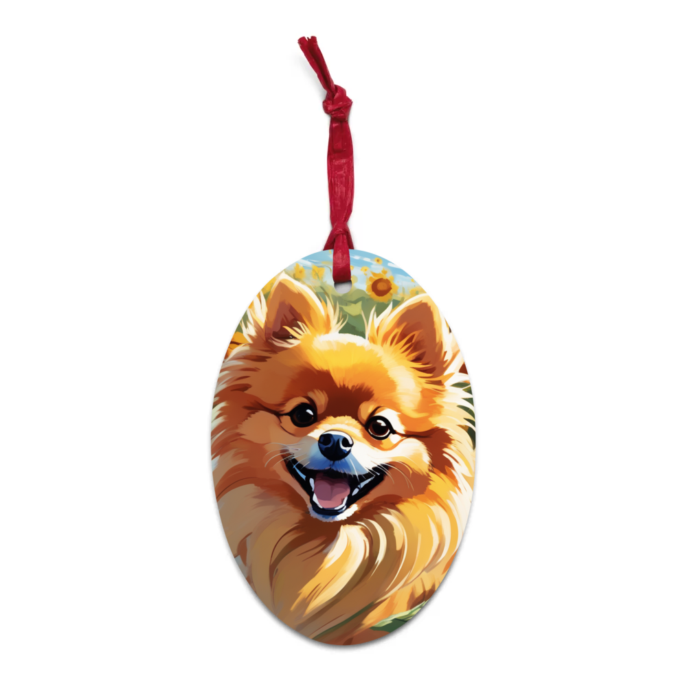PugMug Custom Tan Pomeranian Wooden Ornament