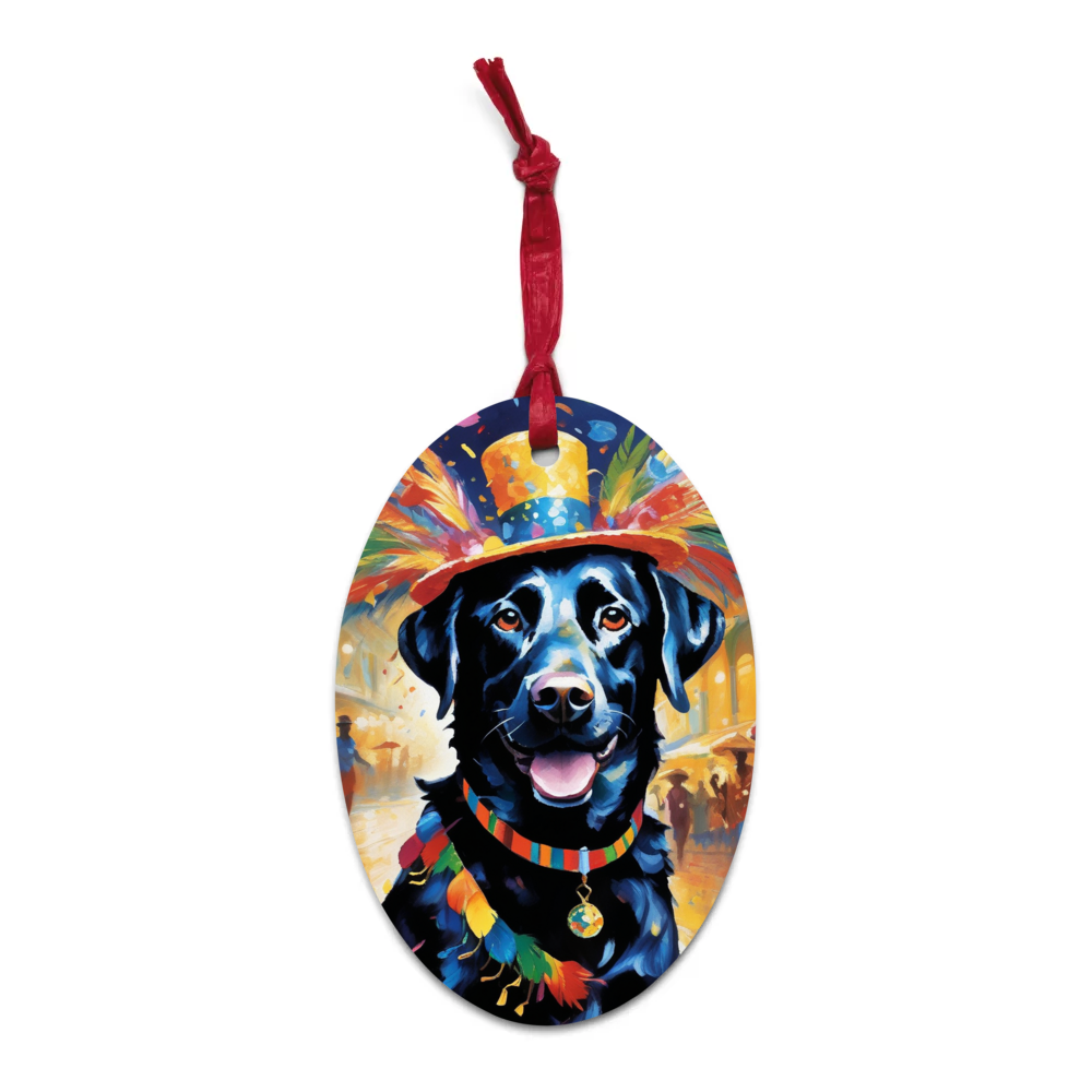 PugMug Custom Black Labrador Retriever Wooden Ornament