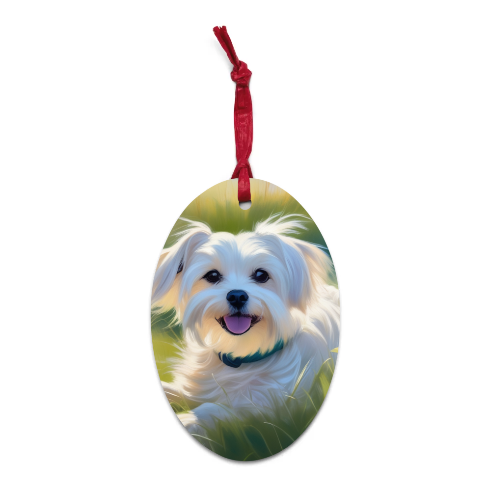 PugMug Custom Maltese Dog Wooden Ornament