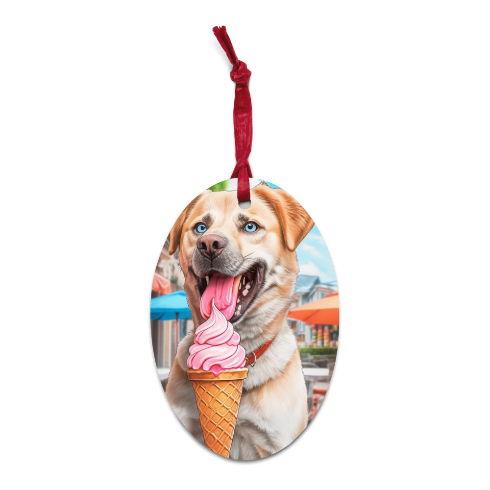 PugMug Custom Blue Wooden Ornament