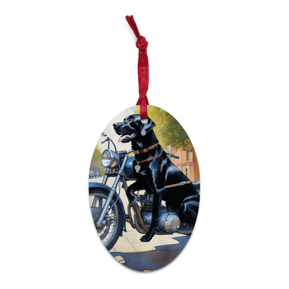 PugMug Custom Black Labrador Retriever Wooden Ornament