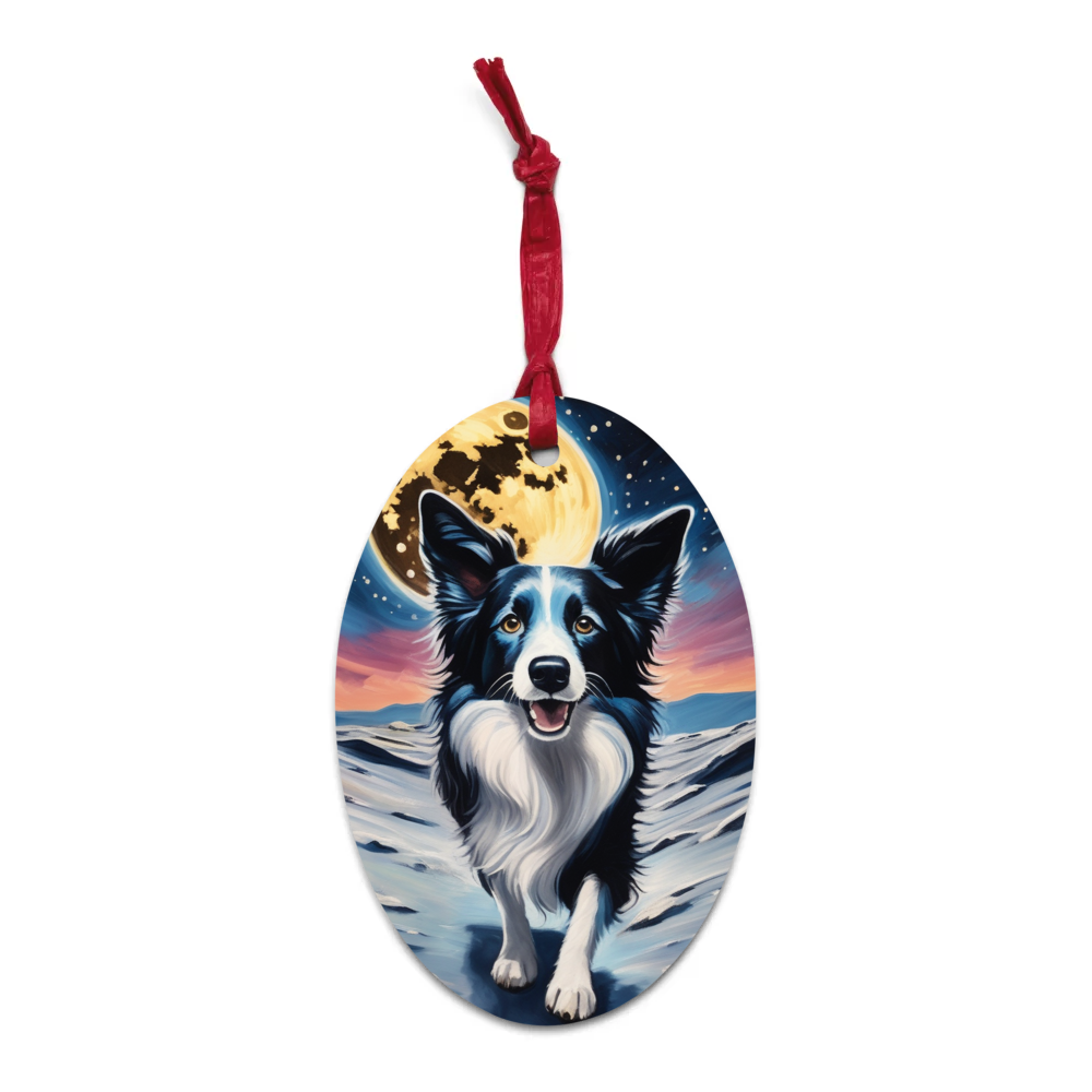 PugMug Custom Border Collie Wooden Ornament
