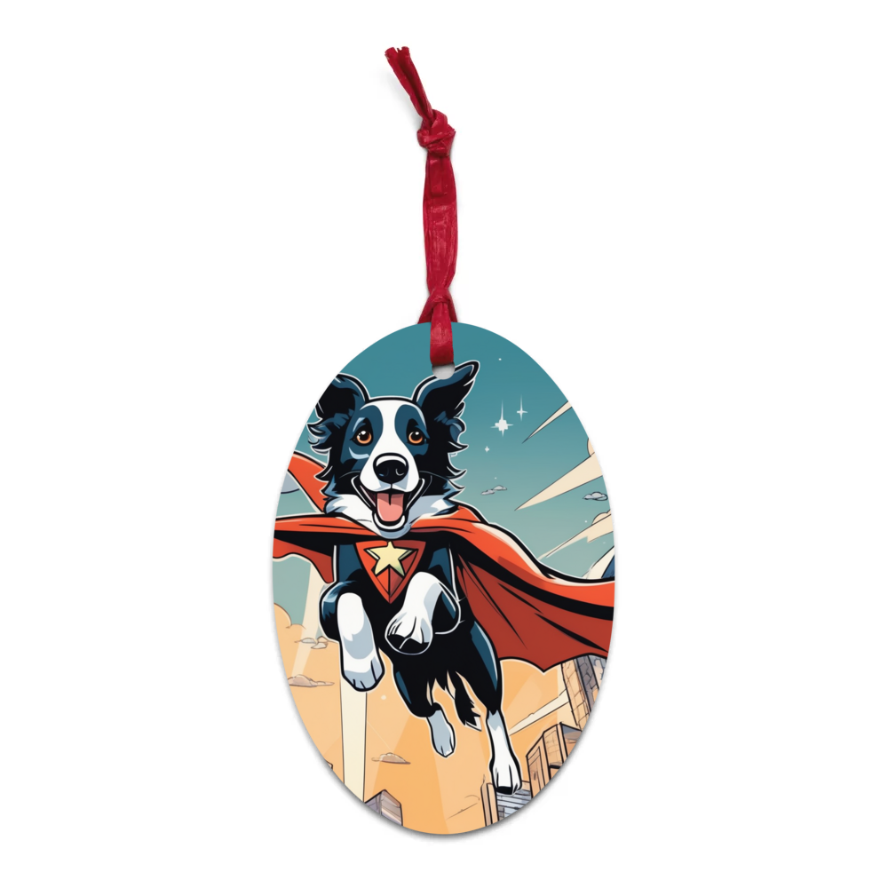 PugMug Custom Border Collie Wooden Ornament