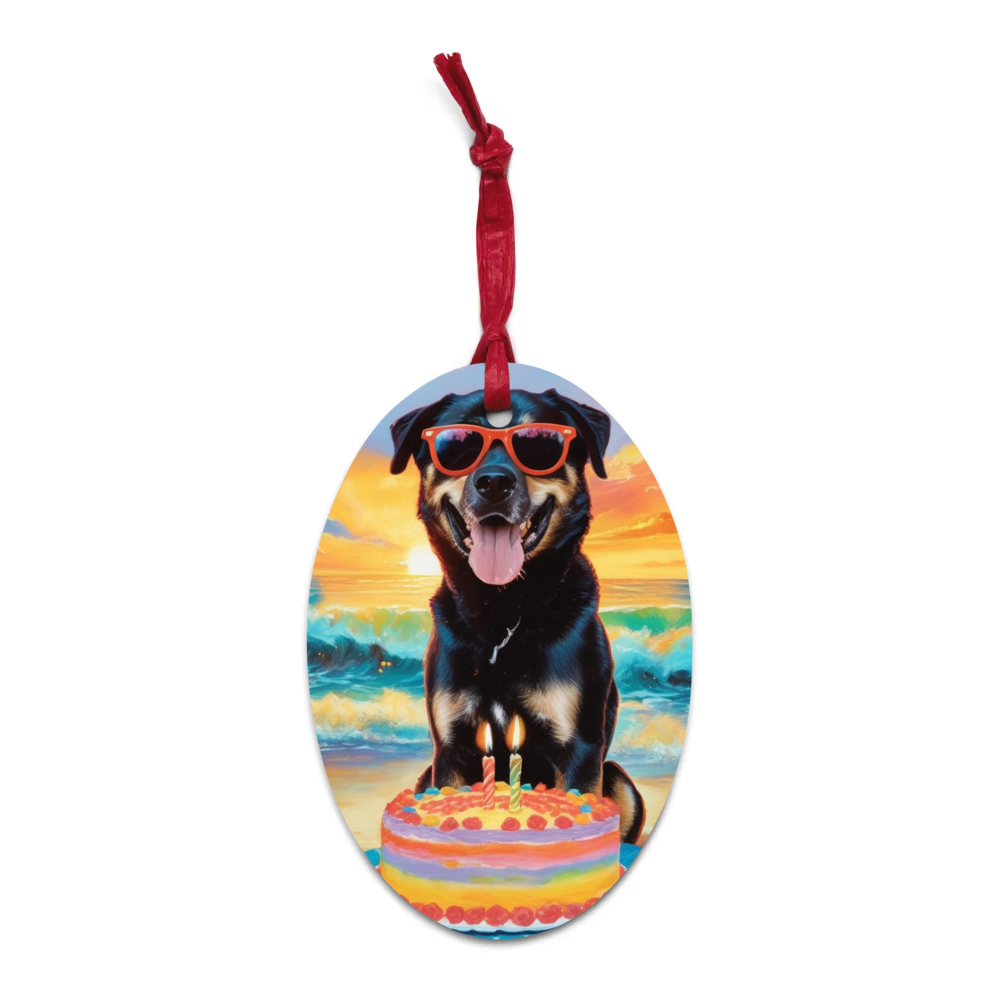 PugMug Custom Blue Wooden Ornament