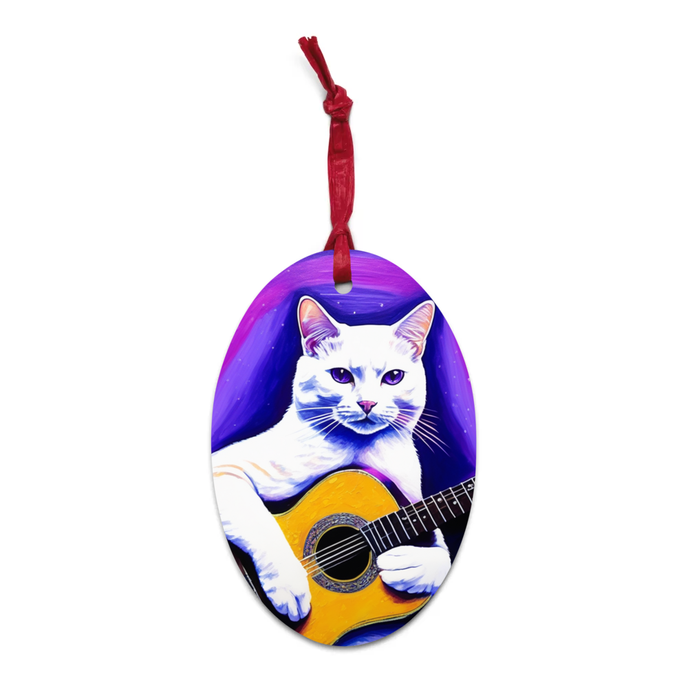 PugMug Custom White Companion Cat Wooden Ornament