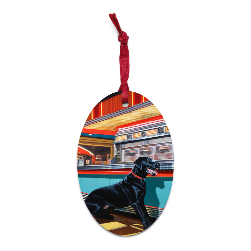 PugMug Custom Black Labrador Retriever Wooden Ornament