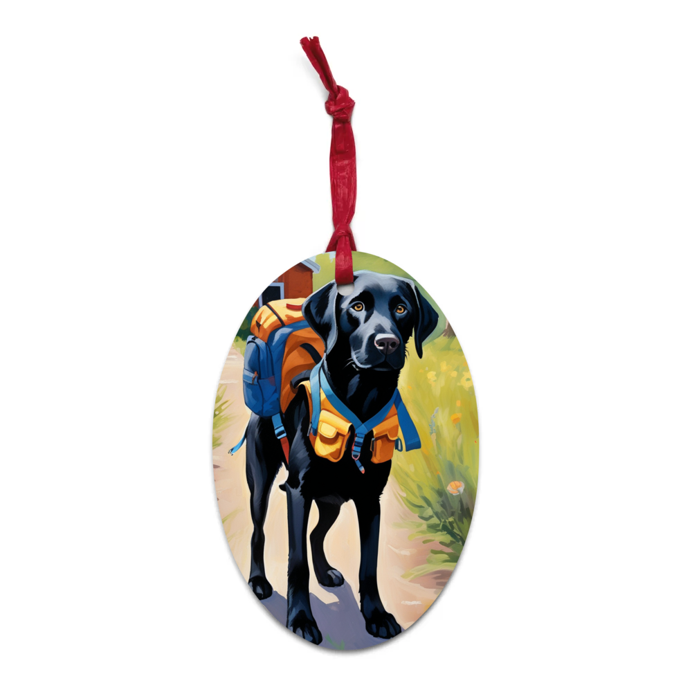 PugMug Custom Black Labrador Retriever Wooden Ornament
