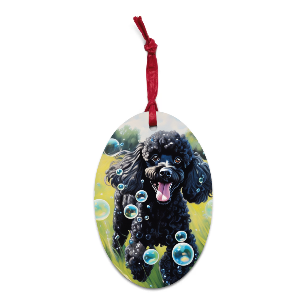 PugMug Custom Black Poodle Wooden Ornament