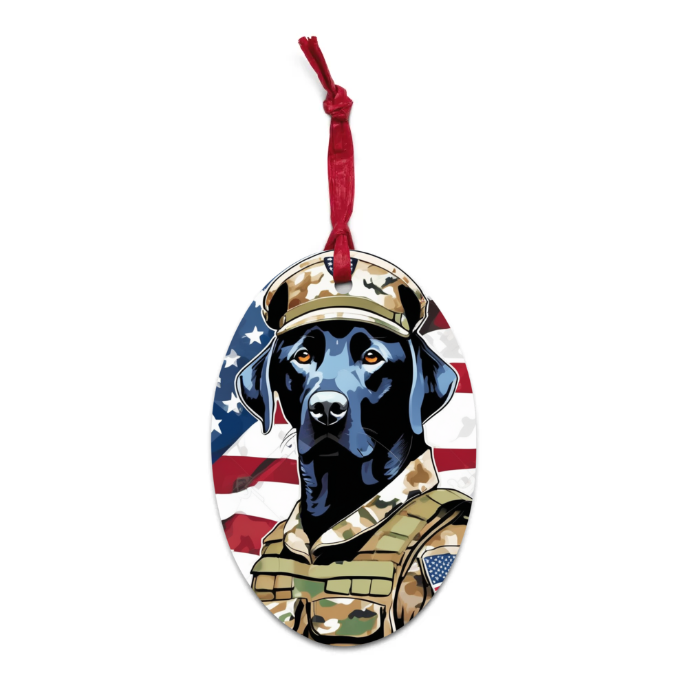 PugMug Custom Black Labrador Retriever Wooden Ornament