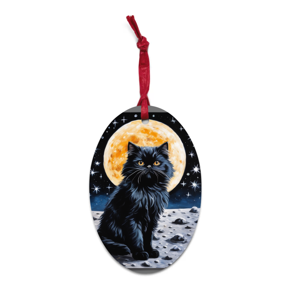 PugMug Custom Black Persian Cat Wooden Ornament