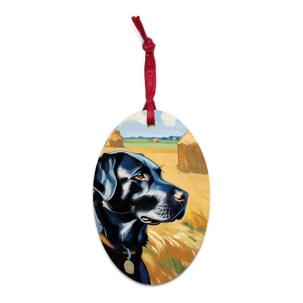 PugMug Custom Black Labrador Retriever Wooden Ornament