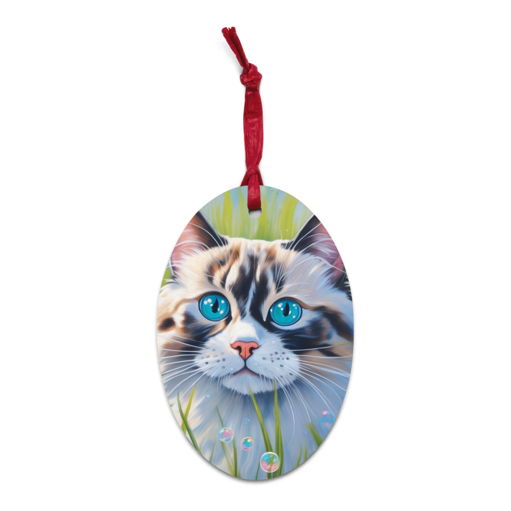 PugMug Custom Tabby Ragdoll Cat Wooden Ornament