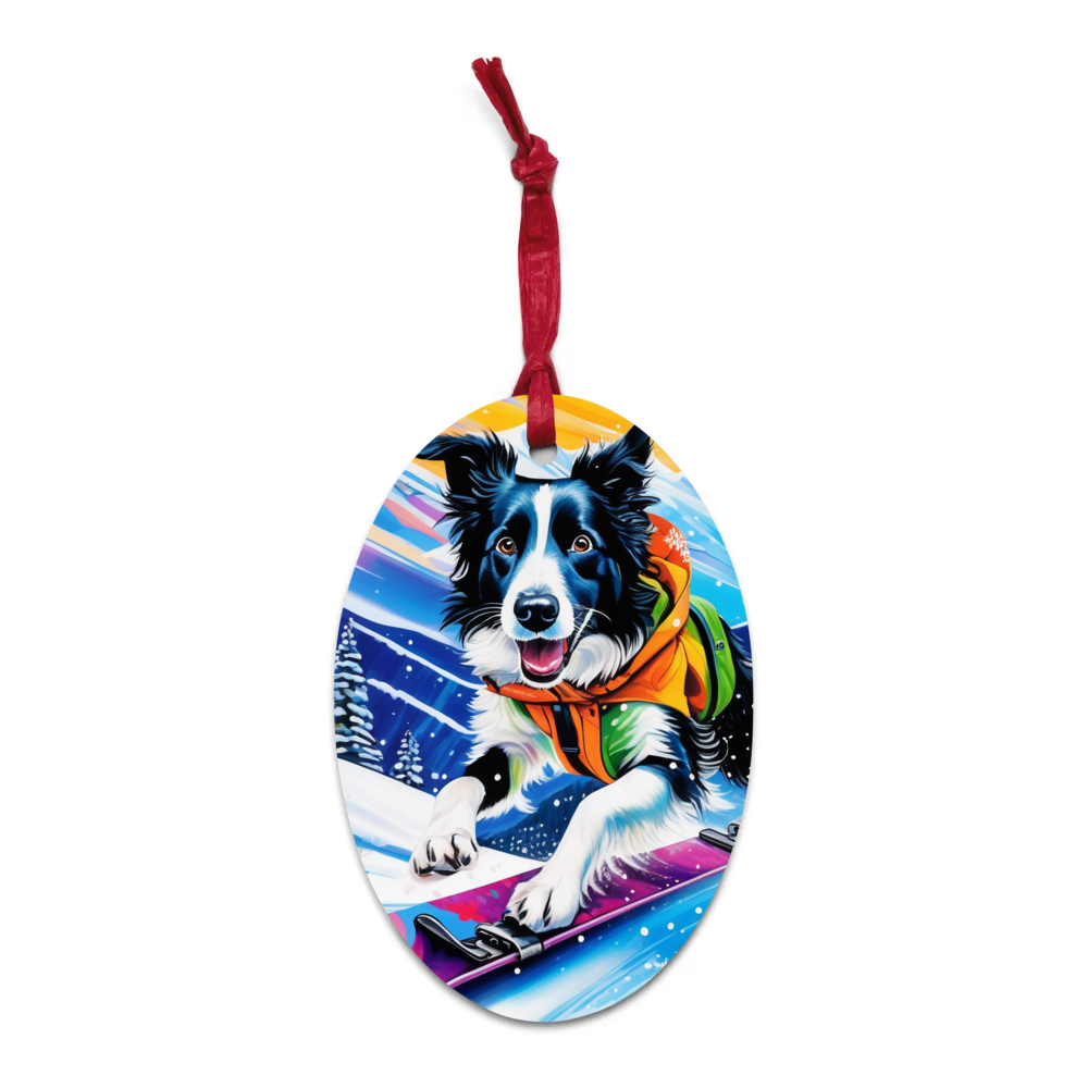 PugMug Custom Border Collie Wooden Ornament