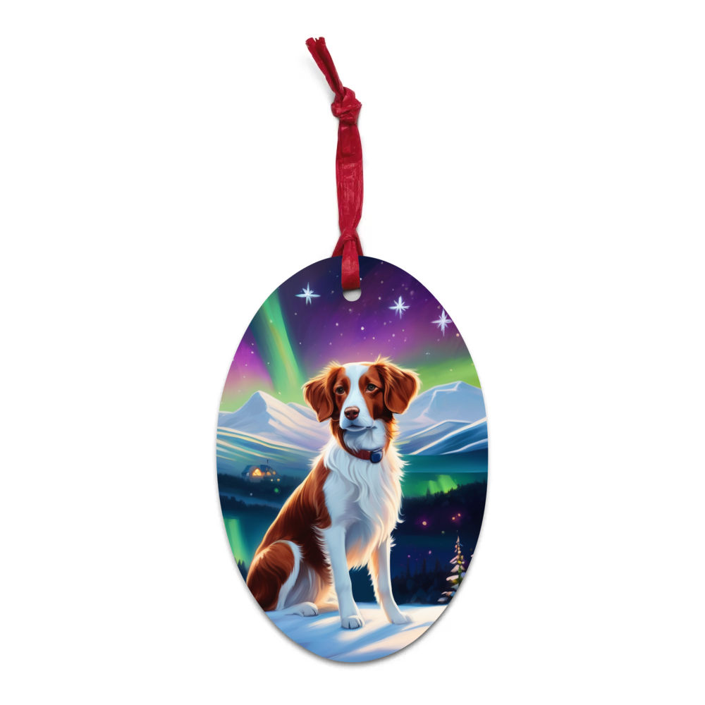 PugMug Custom Brittany Dog Wooden Ornament