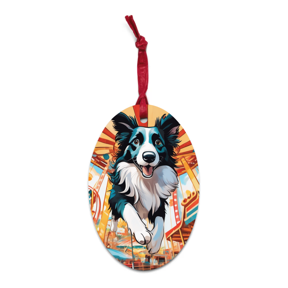 PugMug Custom Border Collie Wooden Ornament