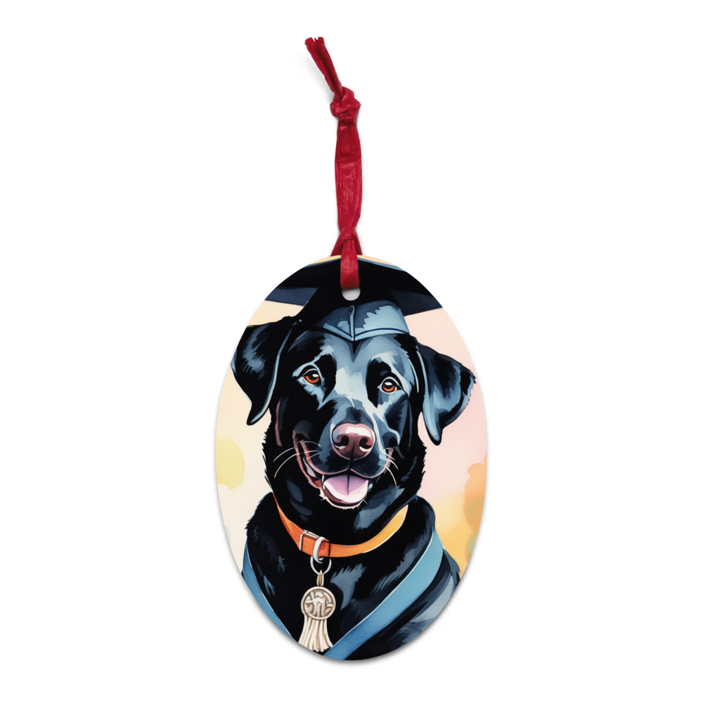 PugMug Custom Black Labrador Retriever Wooden Ornament