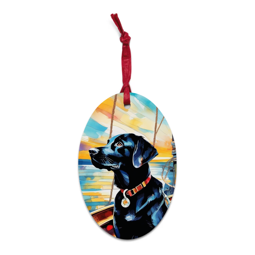 PugMug Custom Black Labrador Retriever Wooden Ornament
