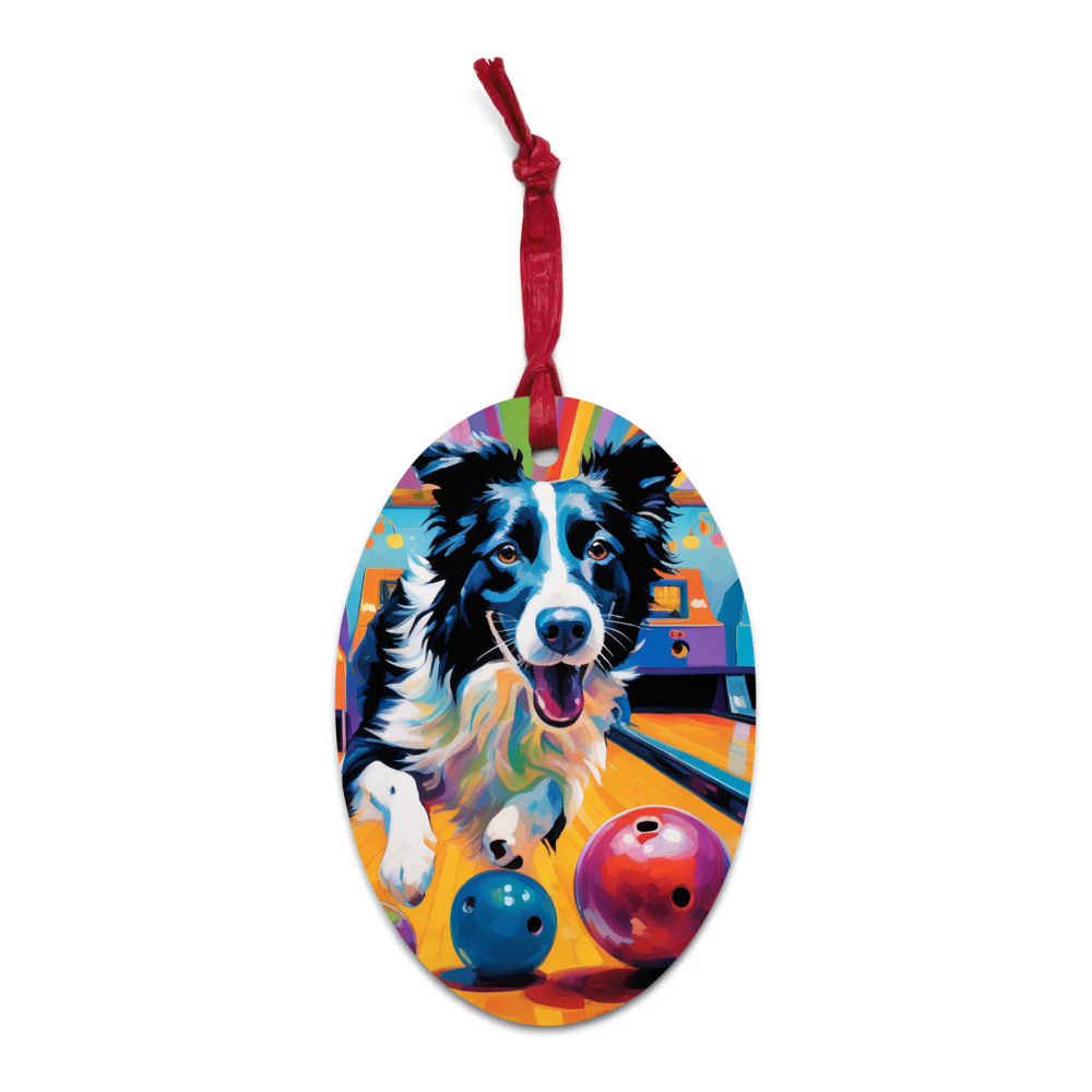 PugMug Custom Border Collie Wooden Ornament