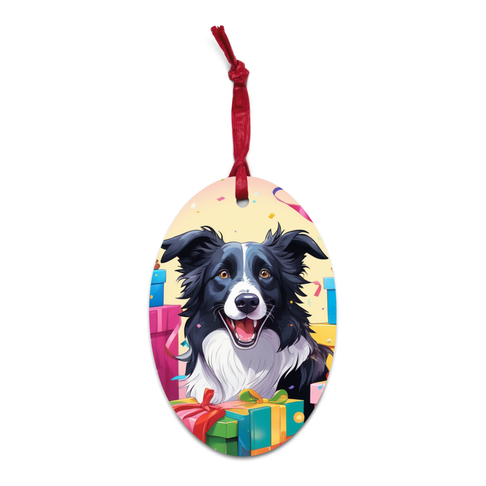 PugMug Custom Border Collie Wooden Ornament