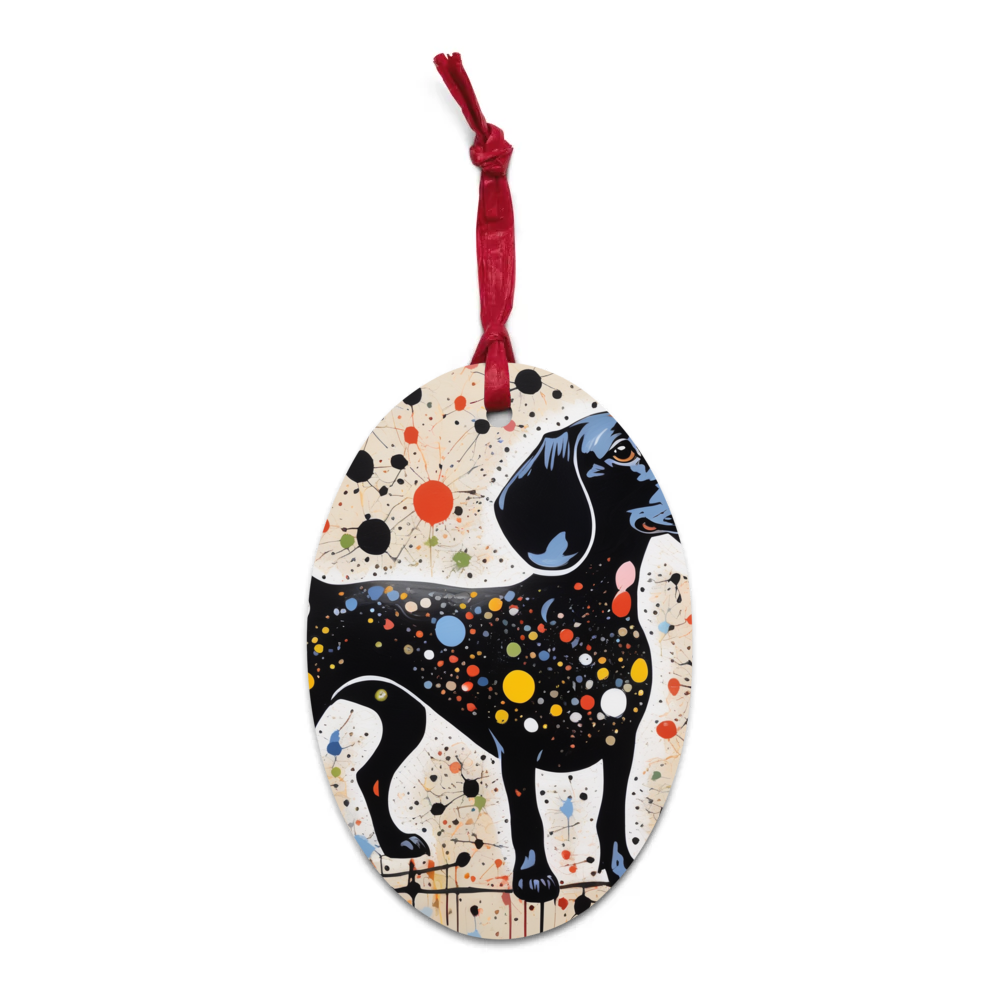 PugMug Custom Black Dachshund Wooden Ornament