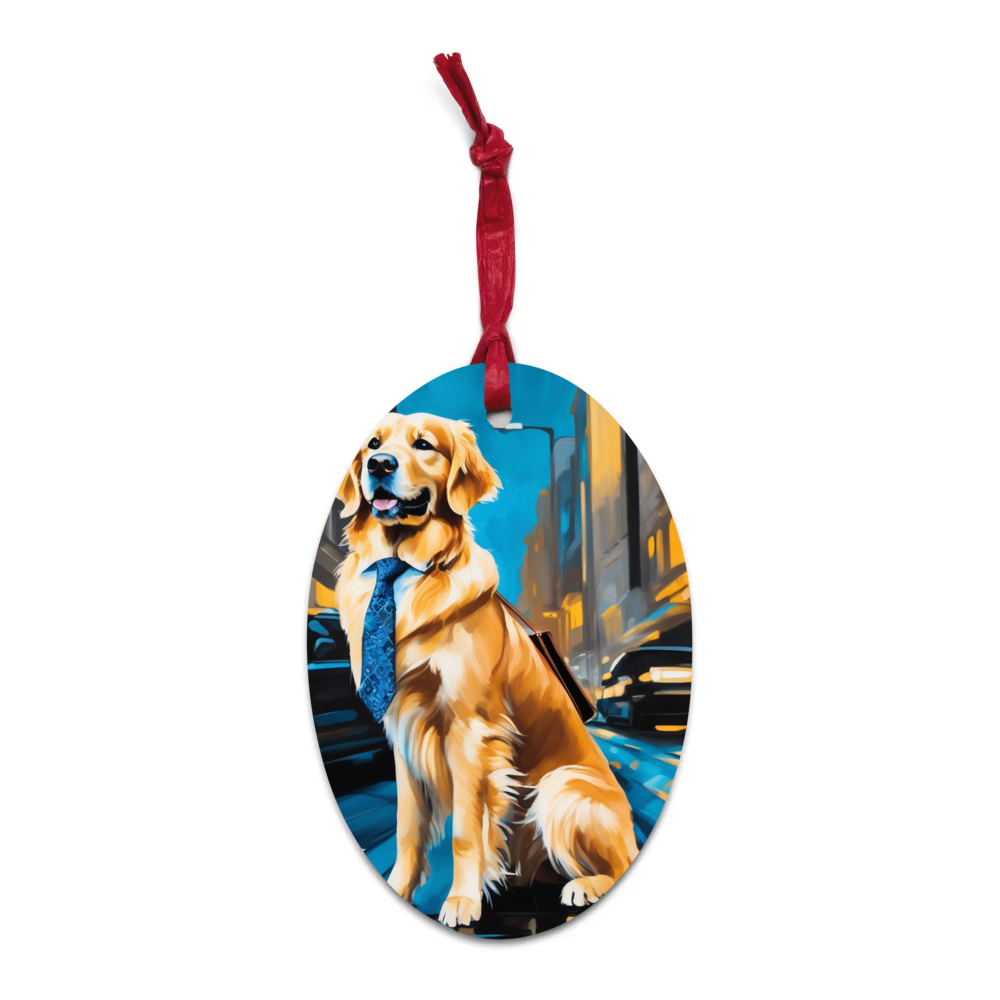 PugMug Custom Golden Retriever Wooden Ornament