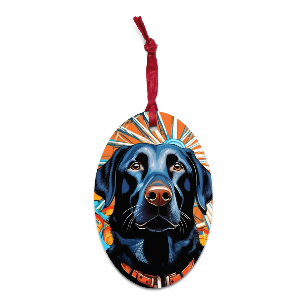 PugMug Custom Black Labrador Retriever Wooden Ornament