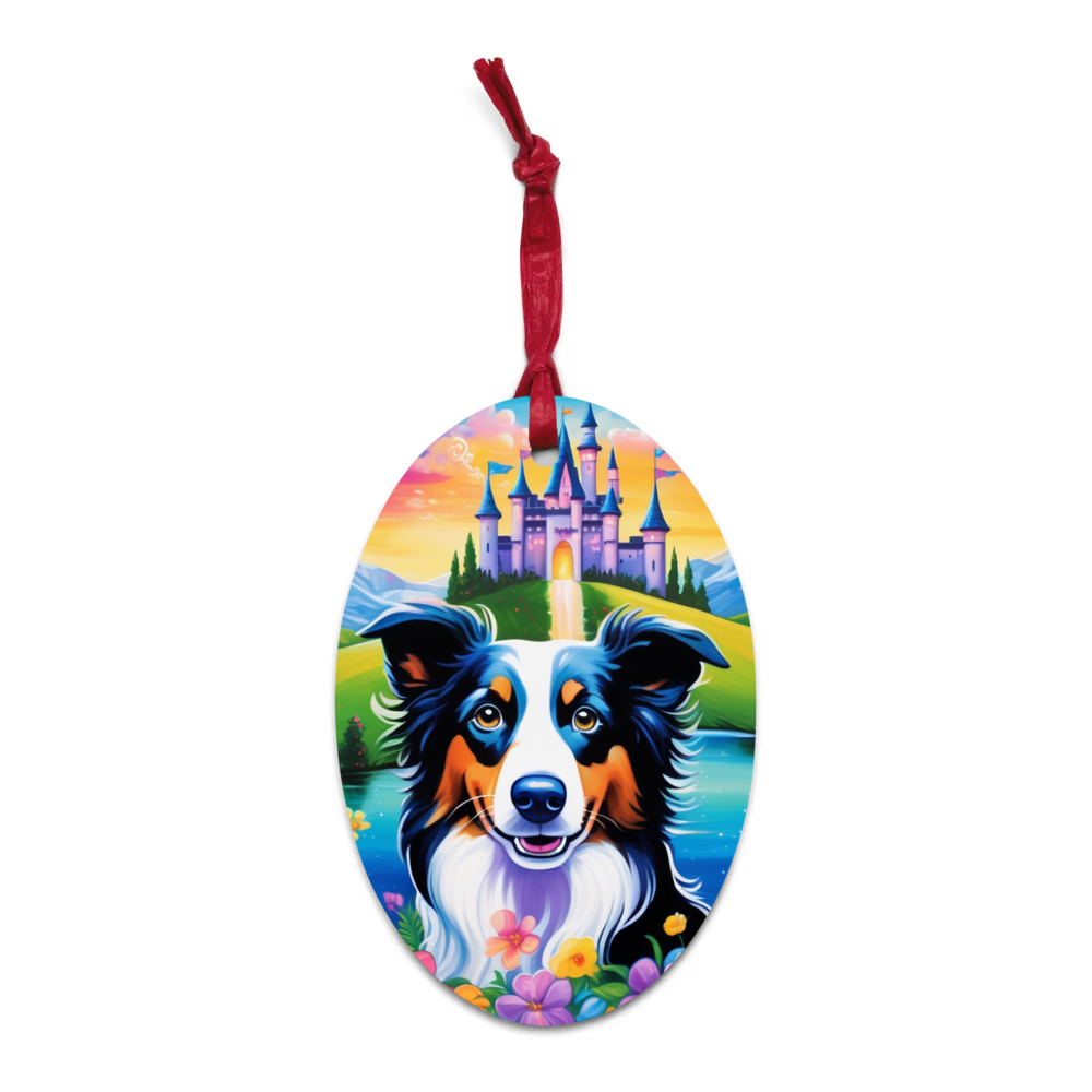 PugMug Custom Border Collie Wooden Ornament