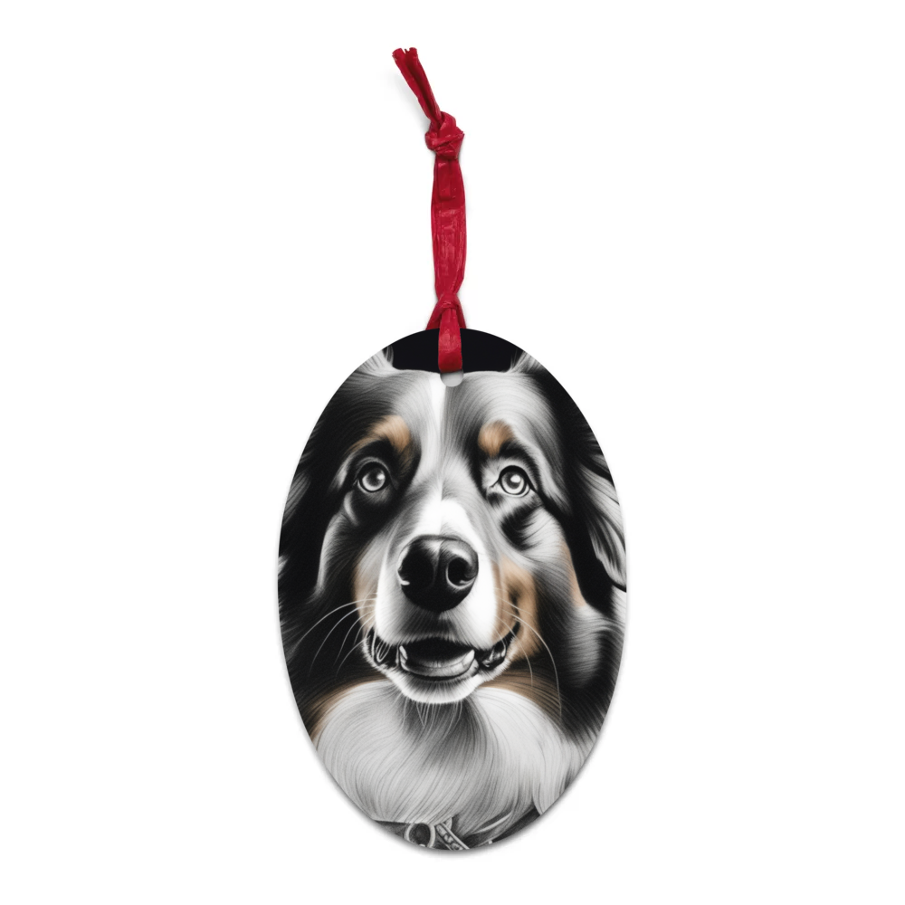 PugMug Custom Australian Shepherd Dog Wooden Ornament