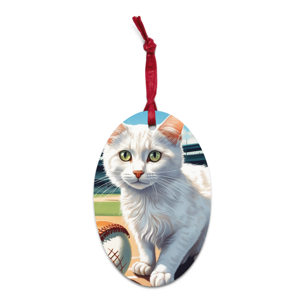 PugMug Custom White Companion Cat Wooden Ornament