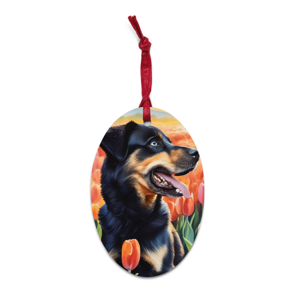 PugMug Custom Blue Wooden Ornament