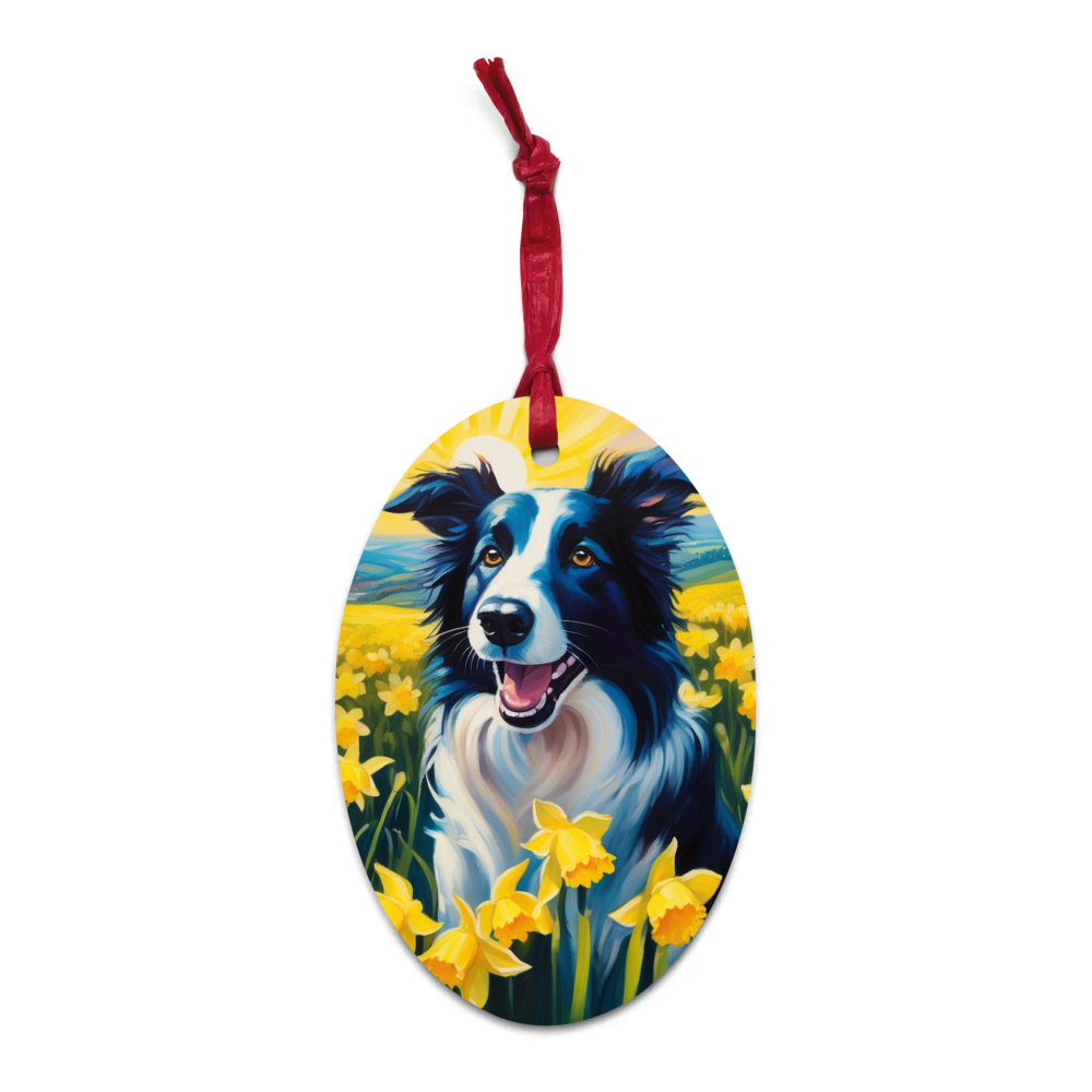 PugMug Custom Border Collie Wooden Ornament