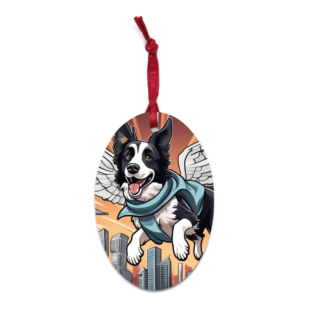 PugMug Custom Border Collie Wooden Ornament