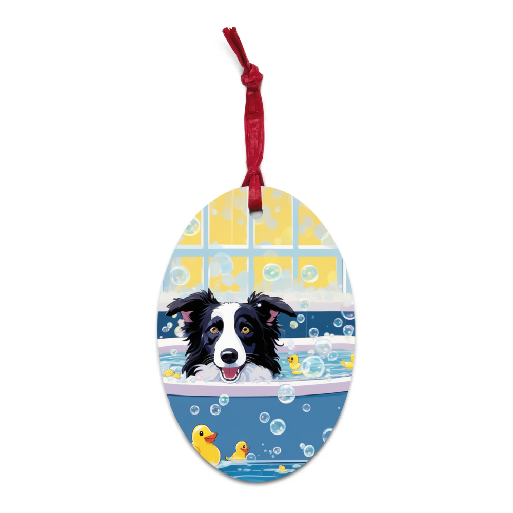 PugMug Custom Border Collie Wooden Ornament