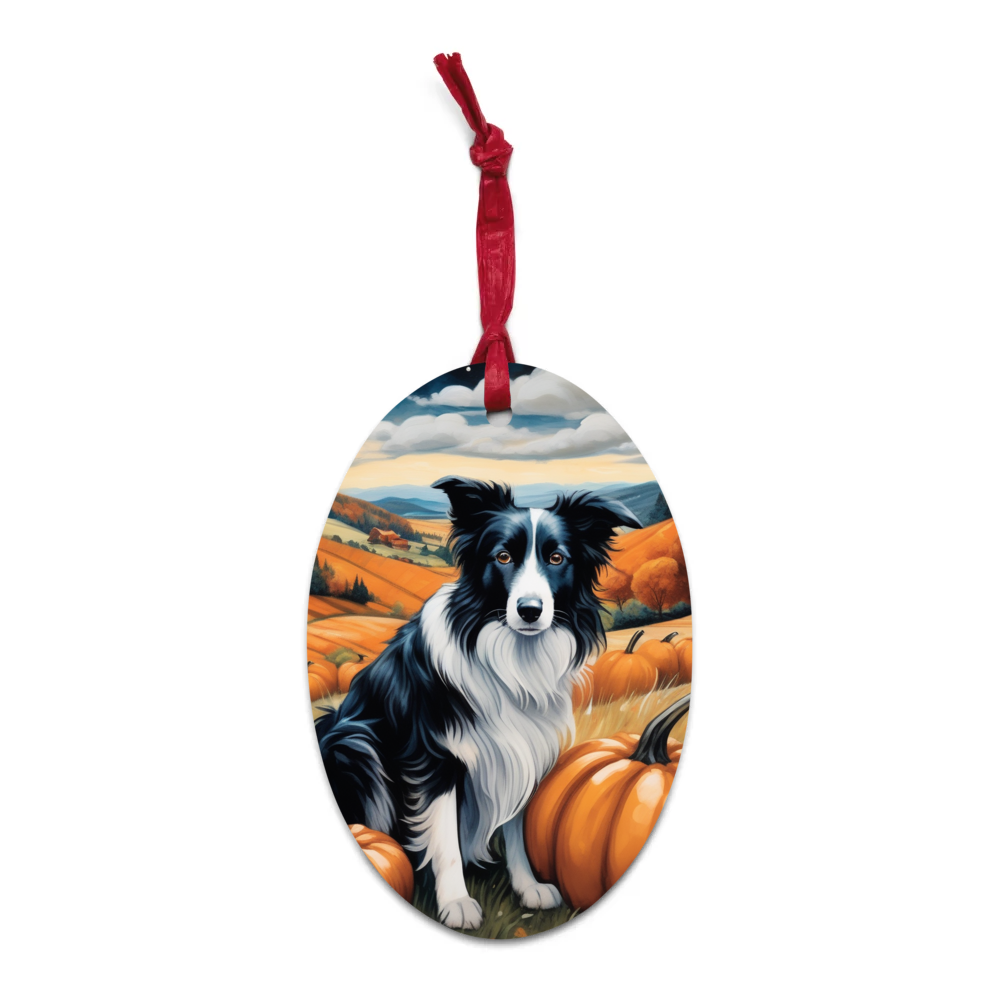 PugMug Custom Border Collie Wooden Ornament