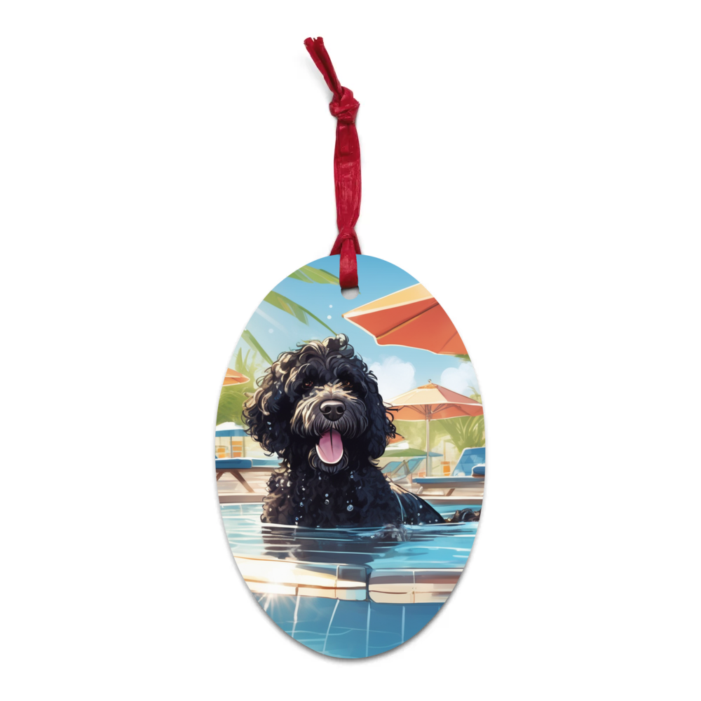 PugMug Custom Portuguese Water Dog Wooden Ornament