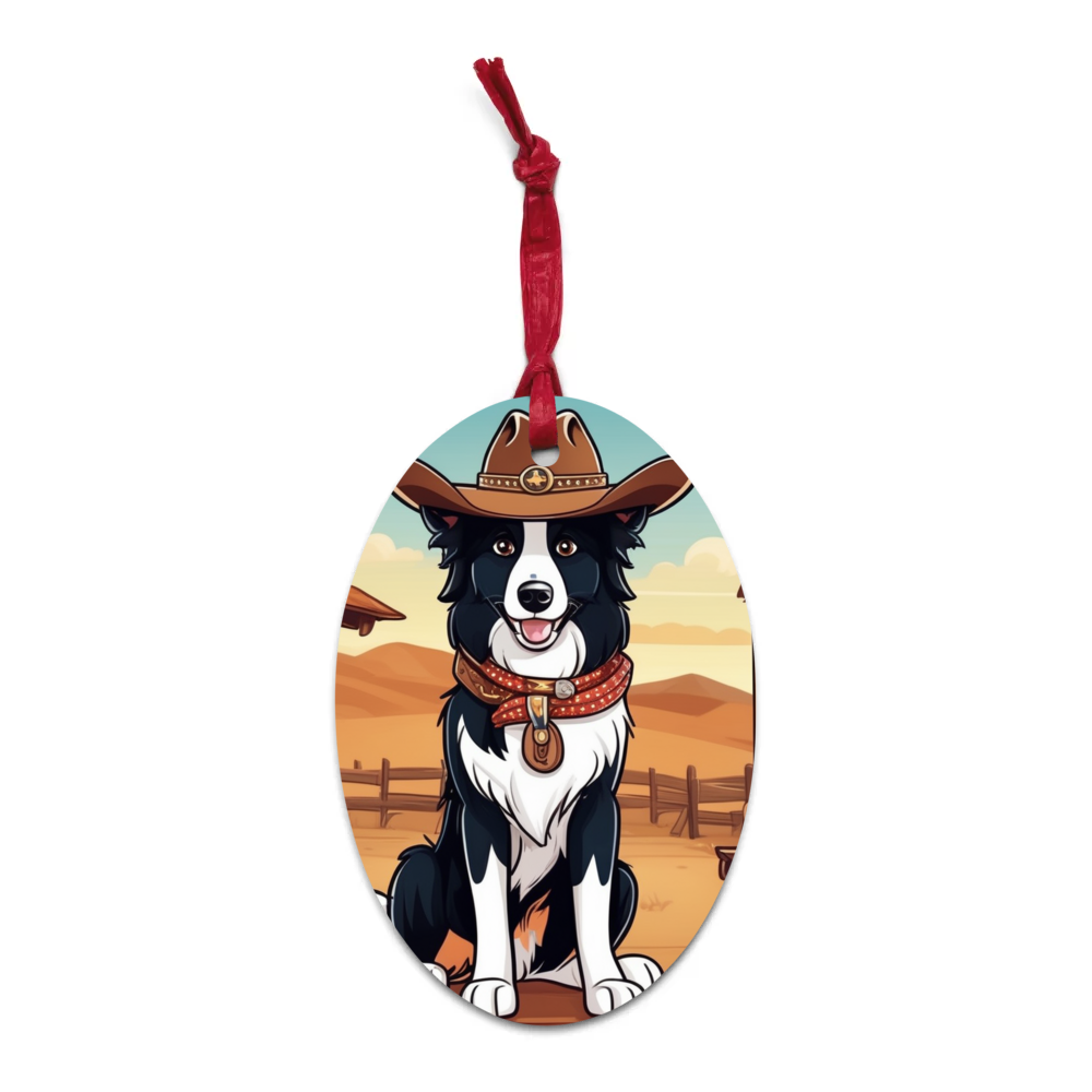 PugMug Custom Border Collie Wooden Ornament