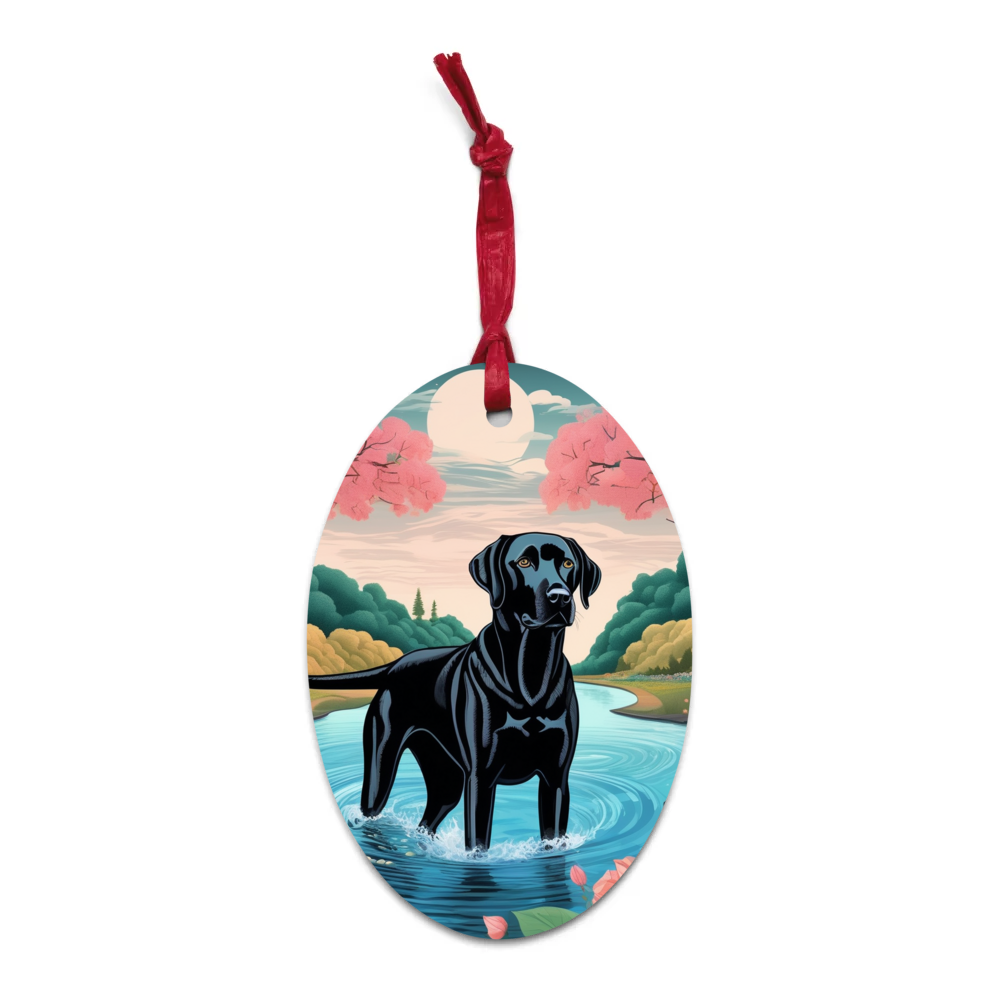 PugMug Custom Black Labrador Retriever Wooden Ornament
