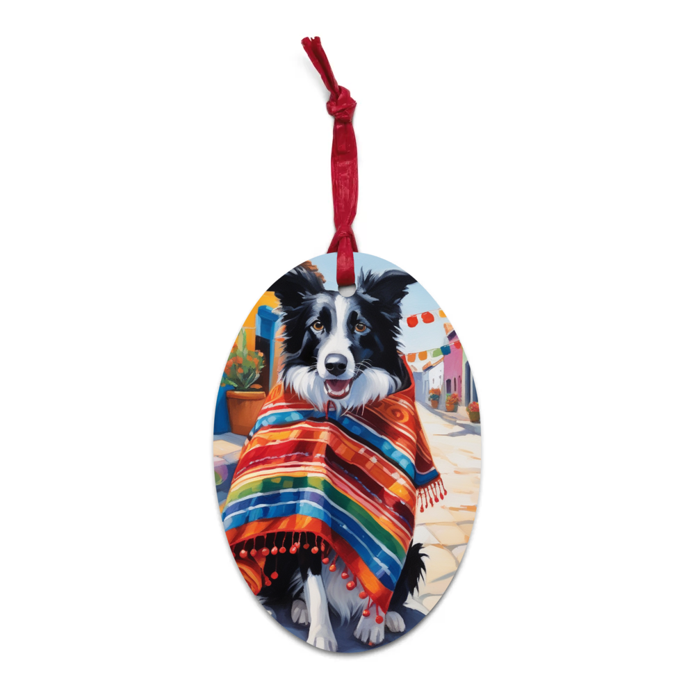 PugMug Custom Border Collie Wooden Ornament
