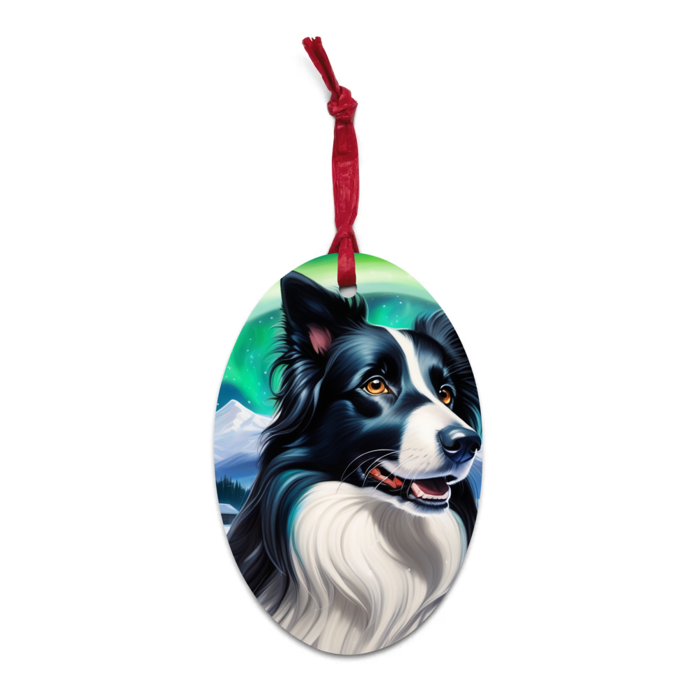PugMug Custom Border Collie Wooden Ornament