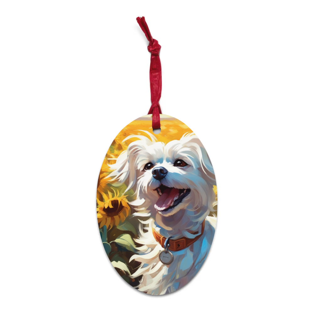 PugMug Custom Maltese Dog Wooden Ornament