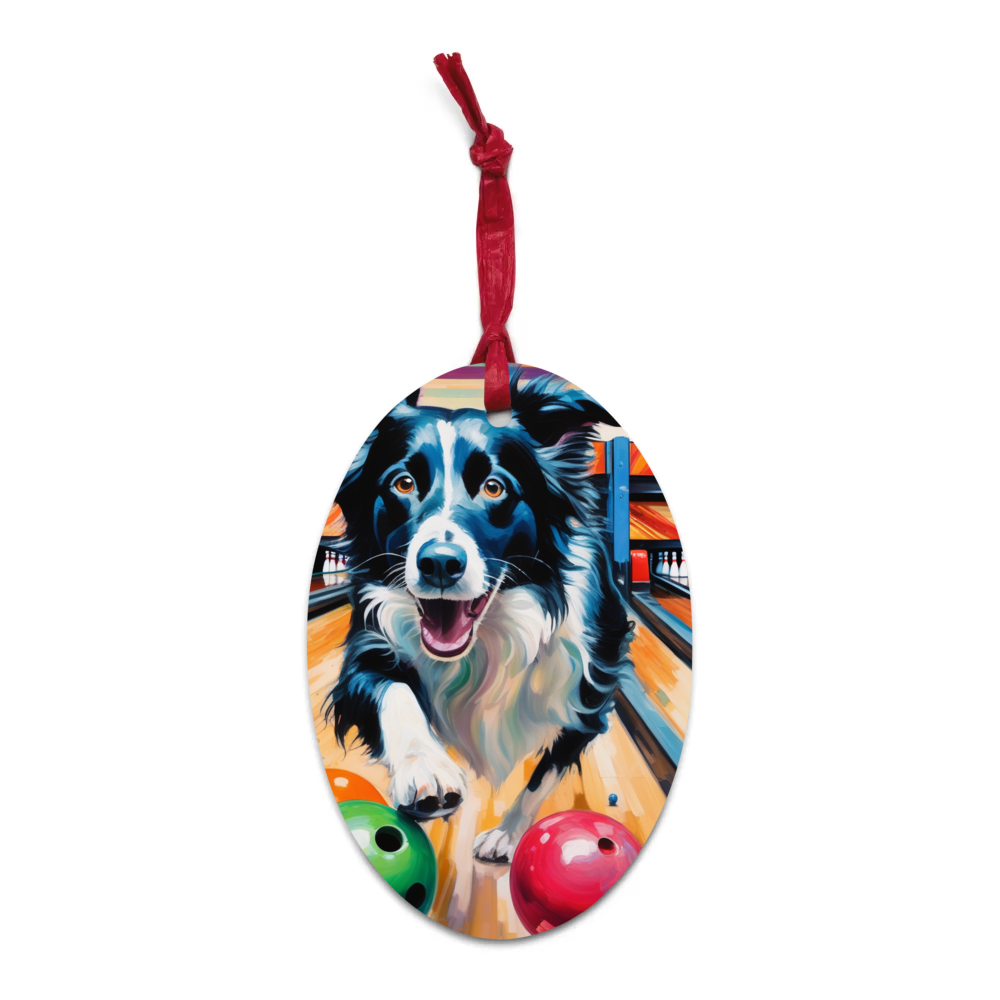 PugMug Custom Border Collie Wooden Ornament