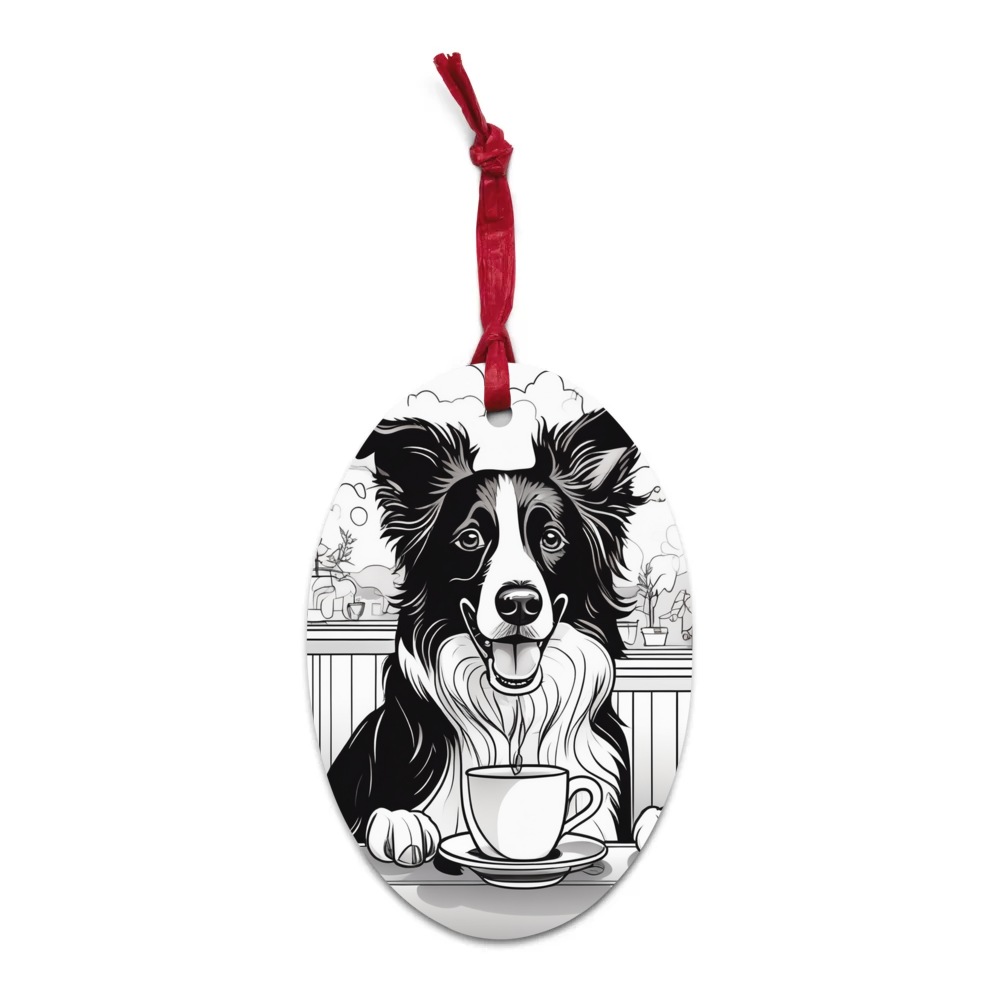 PugMug Custom Border Collie Wooden Ornament
